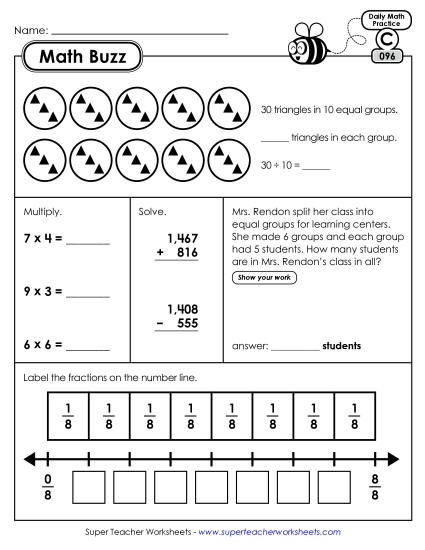 Math Buzz: Week 20 Worksheets 96 through 100 (Printable PDF Worksheet)