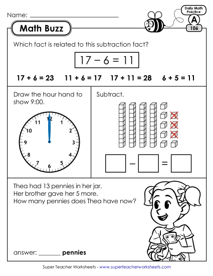 Math Buzz: Week 22 Worksheets 106 through 110 (Printable PDF Worksheet)