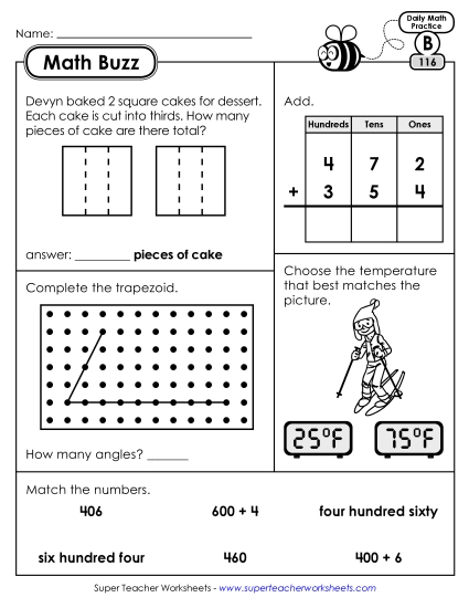 Math Buzz: Week 24 Worksheets 116 through 120 (Printable PDF Worksheet)