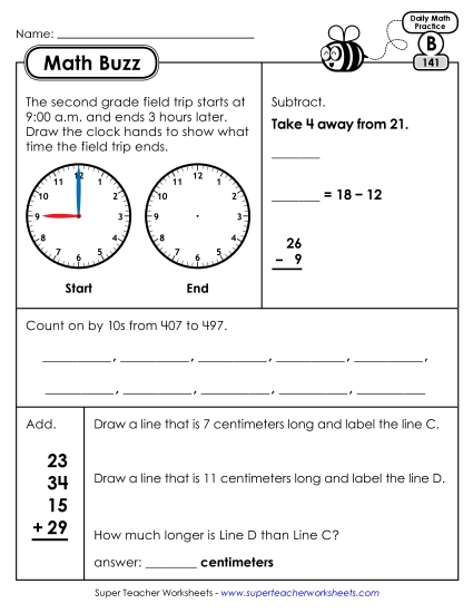 Math Buzz: Week 29 Worksheets 141 through 145 (Printable PDF Worksheet)