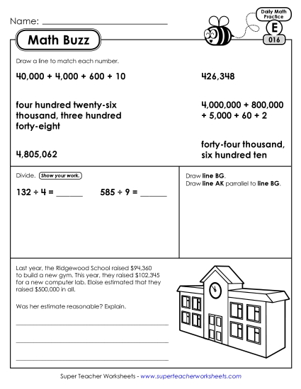 Math Buzz: Week 4 Worksheets 16 through 20 (Printable PDF Worksheet)