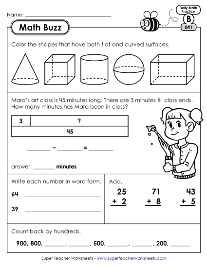 Math Buzz: Week 9 Worksheets 41 through 45 (Printable PDF Worksheet)