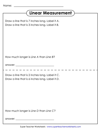 Nearest Inch - Measure, Draw, Subtract (Printable PDF Worksheet)