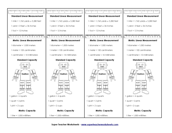 Conversions & Unit Comparisons - Measurement Bookmarks (Printable PDF Worksheet)