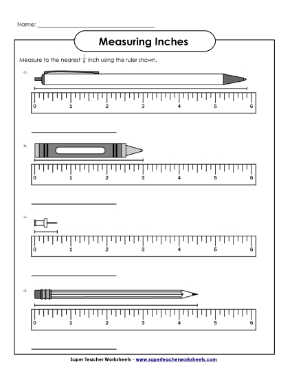 Nearest Eighth Inch - Measuring - Nearest Eighth Inch #2 (Printable PDF Worksheet)
