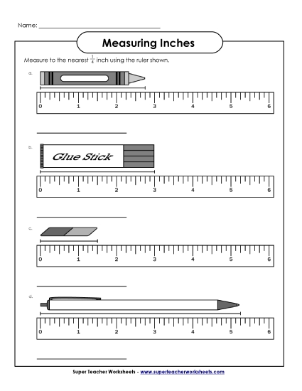 Nearest Quarter Inch - Measuring - Nearest Quarter Inch #2 (Printable PDF Worksheet)