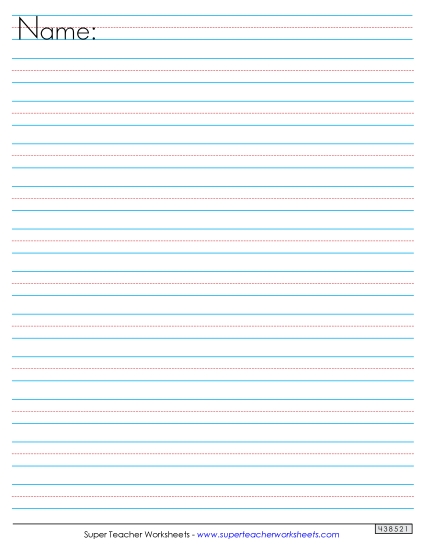 Primary Writing Paper - Medium Dotted Lines (Name Line) (Printable PDF Worksheet)