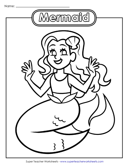 Basic Pictures (For Younger Students) - Mermaid (Printable PDF Worksheet)