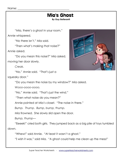 Mia's Ghost  (Printable PDF Worksheet)