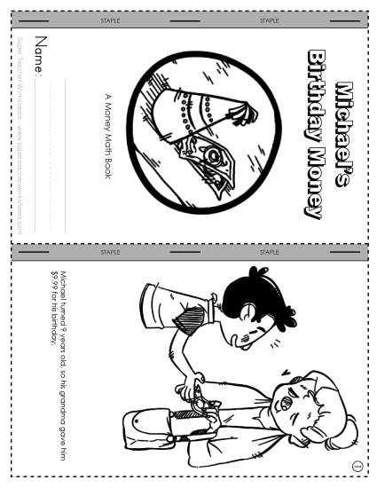 Subtracting Money Worksheets - Michael's Birthday Money (Mini-Book) (Printable PDF Worksheet)