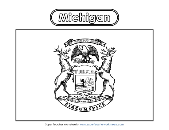 Flags & Seals - Michigan Flag Coloring Page (Printable PDF Worksheet)