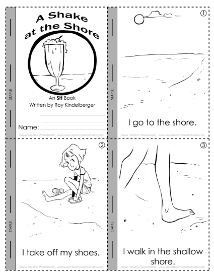 Cut and Glue Activities - Mini-Book 1:  A Shake at the Shore (Printable PDF Worksheet)