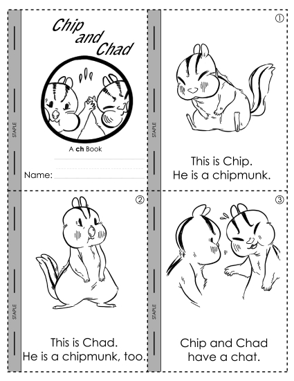 Cut and Glue Activities - Mini-Book 1: Chip and Chad (Printable PDF Worksheet)