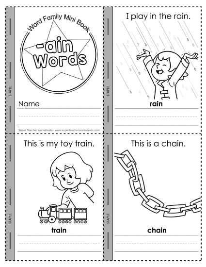 Worksheets - Mini-Book (-ain) (Printable PDF Worksheet)