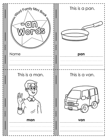 Word Family Mini-Books - Mini-Book: -an Words (Printable PDF Worksheet)