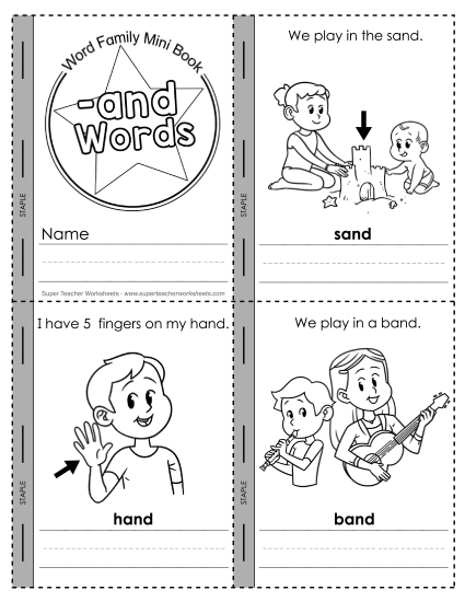 Word Family Mini-Books - Mini-Book: -and Words (Printable PDF Worksheet)