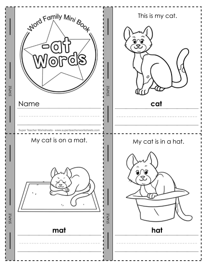 Worksheets - Mini-Book (-at) (Printable PDF Worksheet)