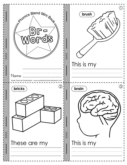 Consonant Blends - Mini-Book: Br- Words (Printable PDF Worksheet)
