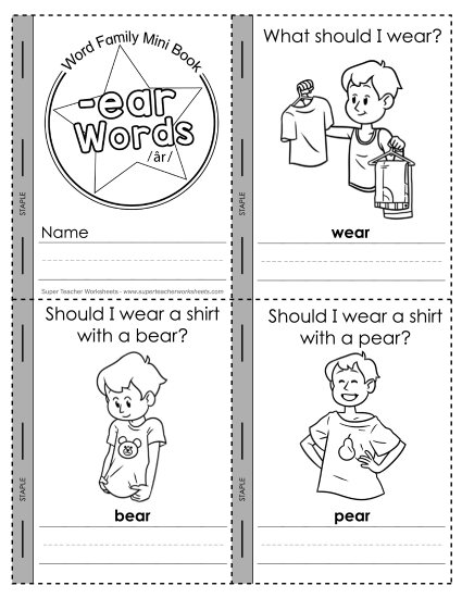 Worksheets - Mini-Book (-ear) 'air' sound (Printable PDF Worksheet)