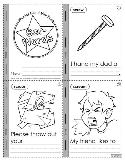 Worksheets - Mini-Book (Scr- Words) (Printable PDF Worksheet)