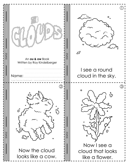 Vowel Diphthongs - Mini-Book: The Clouds (Printable PDF Worksheet)