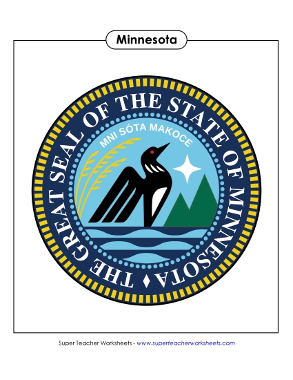 Flags & Seals - Minnesota State Seal (Full-Color Version) (Printable PDF Worksheet)
