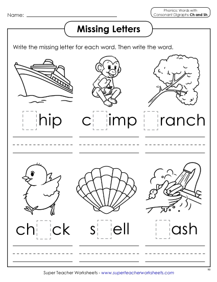 Missing Letters (Printable PDF Worksheet)