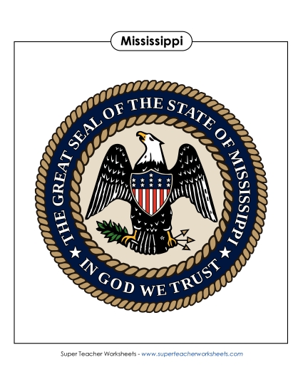 Flags & Seals - Mississippi State Seal (Full-Color Version) (Printable PDF Worksheet)
