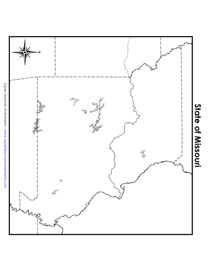 Maps - Missouri Map (Blank) (Printable PDF Worksheet)