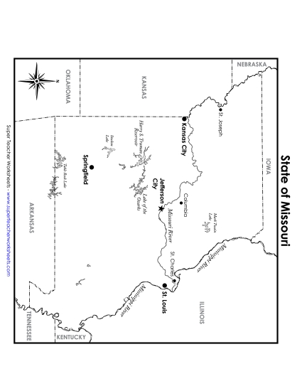 Maps - Missouri Map (Labeled) (Printable PDF Worksheet)