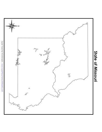 Maps - Missouri Map (No Bordering States) (Printable PDF Worksheet)