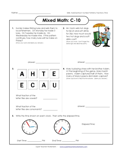 Subtraction - Mixed Math: C10 (Printable PDF Worksheet)