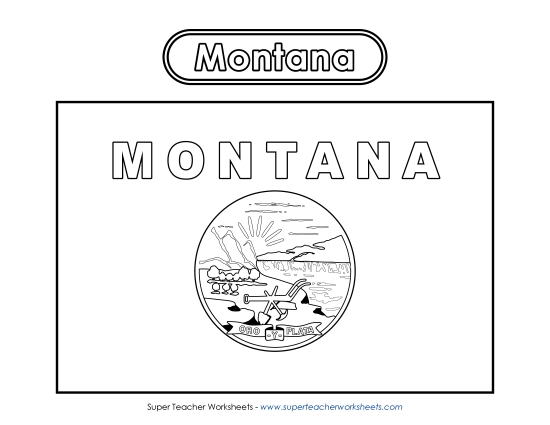 Flags & Seals - Montana Flag Coloring Page (Printable PDF Worksheet)