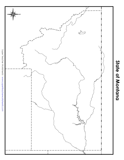 Maps - Montana Map (Blank) (Printable PDF Worksheet)