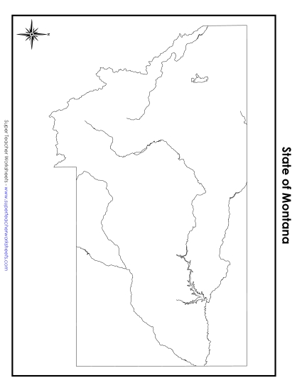Maps - Montana Map (No Bordering States) (Printable PDF Worksheet)