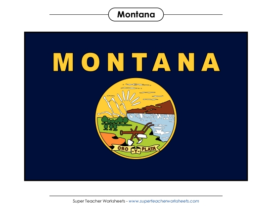 Flags & Seals - Montana State Flag (Full-Color Version) (Printable PDF Worksheet)