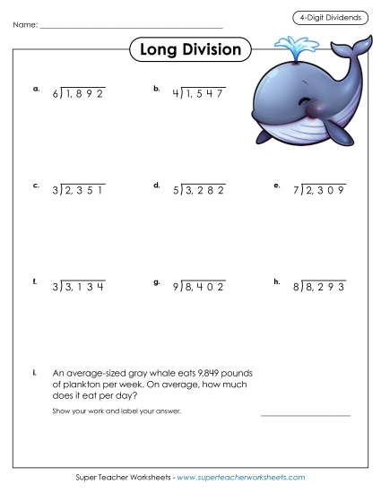 4-Digit Dividends - More 4-Digit Dividends (Printable PDF Worksheet)