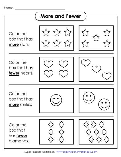More & Fewer - More and Fewer (Printable PDF Worksheet)