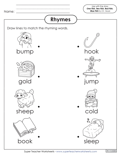 Worksheets - More Rhyme Matching (Printable PDF Worksheet)