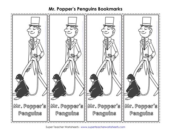 Whole Book - Mr. Popper Bookmarks (Printable PDF Worksheet)