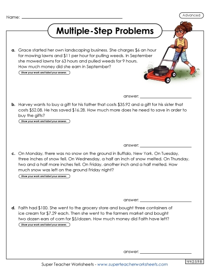 Advanced (Grades 4 - 5) - Multiple Step, Advanced #2 (Printable PDF Worksheet)