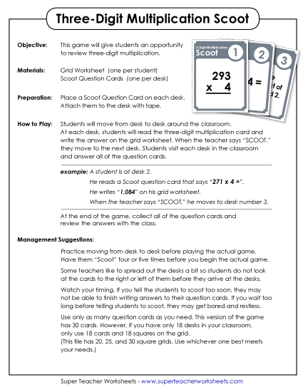 Math - Multiplication (3-Digit x 1-Digit) (Printable PDF Worksheet)