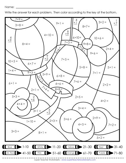 Math Mystery Pictures - Multiplication Mystery Picture: Lanterns (Printable PDF Worksheet)