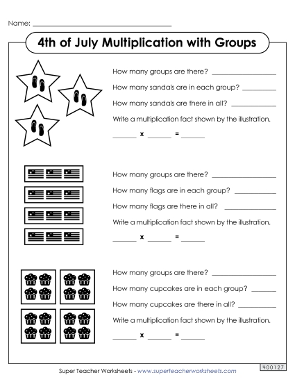 Basic Multiplication - Multiplication with Groups (Printable PDF Worksheet)