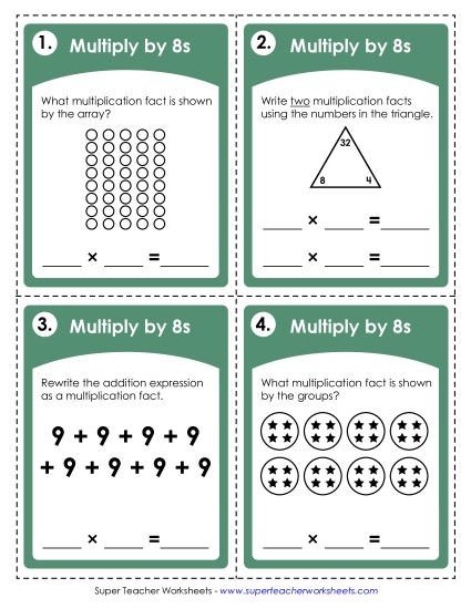 Multiplying by 8s (Printable PDF Worksheet)