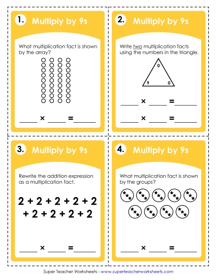 Multiplying by 9s (Printable PDF Worksheet)