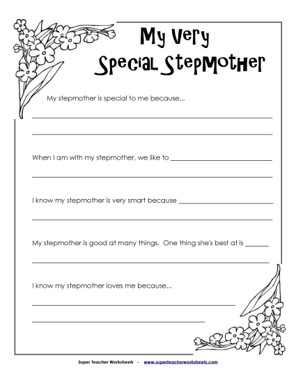 Gifts for Stepmothers - My Stepmom Is Special (Printable PDF Worksheet)