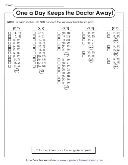 Back-to-School Math - Mystery Graph - Apple (Printable PDF Worksheet)