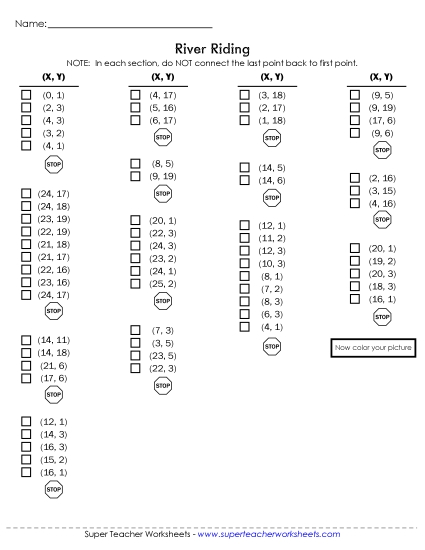 20x25 Grid: Basic - Mystery Graph - Boat (Printable PDF Worksheet)