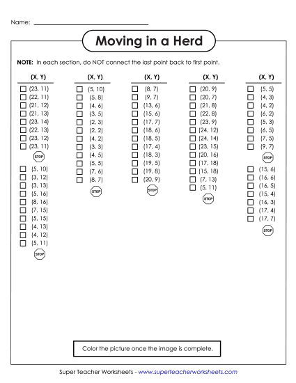 20x25 Grid: Basic - Mystery Graph - Buffalo  (Printable PDF Worksheet)